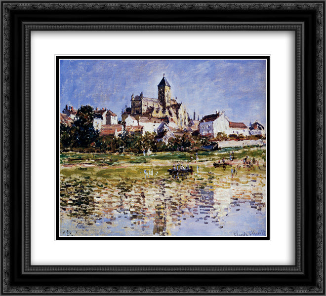 The Church At Vetheuil 22x20 Black Ornate Wood Framed Art Print Poster with Double Matting by Monet, Claude
