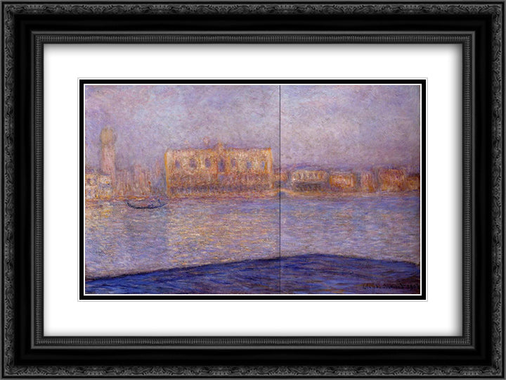 The Doges' Palace Seen from San Giorgio Maggiore 3 24x18 Black Ornate Wood Framed Art Print Poster with Double Matting by Monet, Claude