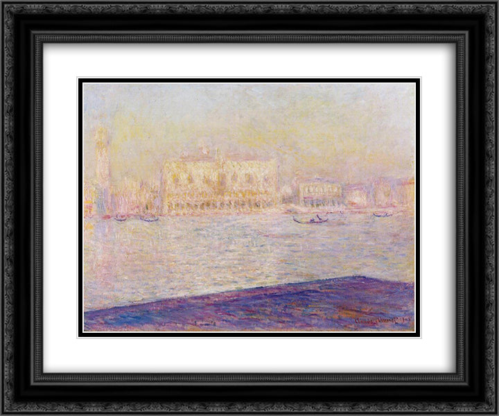 The Doges' Palace Seen from San Giorgio Maggiore 4 24x20 Black Ornate Wood Framed Art Print Poster with Double Matting by Monet, Claude