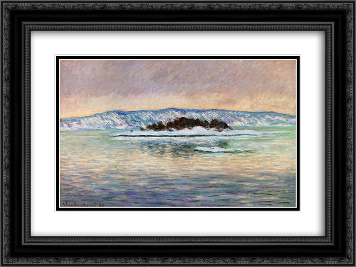 The Fjord, near Christiania 24x18 Black Ornate Wood Framed Art Print Poster with Double Matting by Monet, Claude