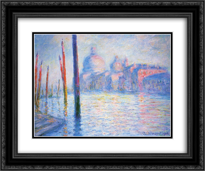 The Grand Canal 02 24x20 Black Ornate Wood Framed Art Print Poster with Double Matting by Monet, Claude