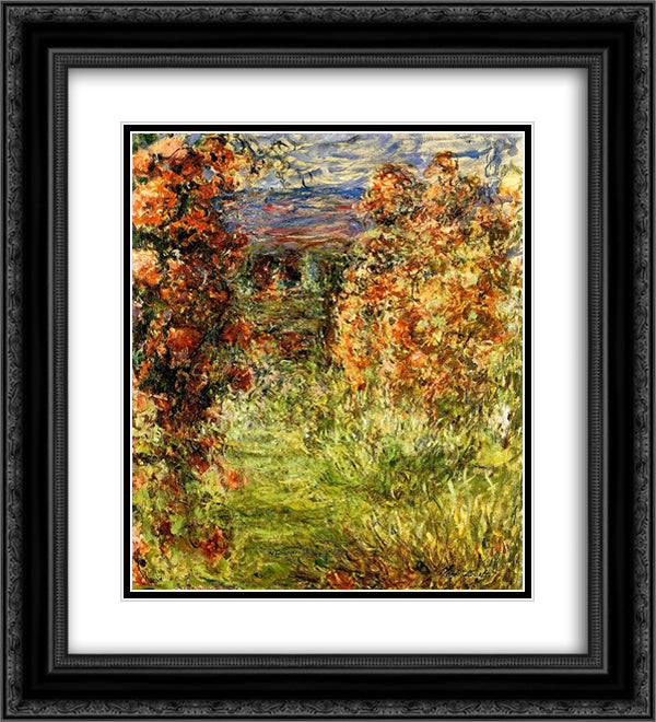 The House among the Roses 2 20x22 Black Ornate Wood Framed Art Print Poster with Double Matting by Monet, Claude