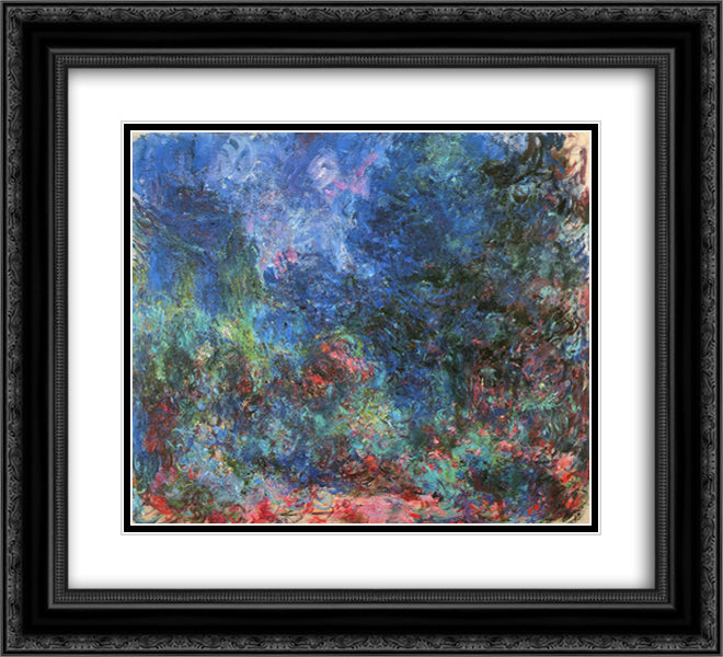 The House at Giverny Viewed from the Rose Garden 22x20 Black Ornate Wood Framed Art Print Poster with Double Matting by Monet, Claude