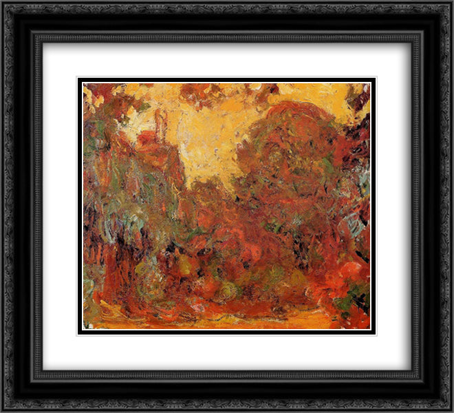 The House seen from the Rose Garden 22x20 Black Ornate Wood Framed Art Print Poster with Double Matting by Monet, Claude