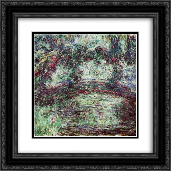 The Japanese Bridge 2 20x20 Black Ornate Wood Framed Art Print Poster with Double Matting by Monet, Claude