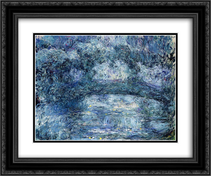 The Japanese Bridge 3 24x20 Black Ornate Wood Framed Art Print Poster with Double Matting by Monet, Claude