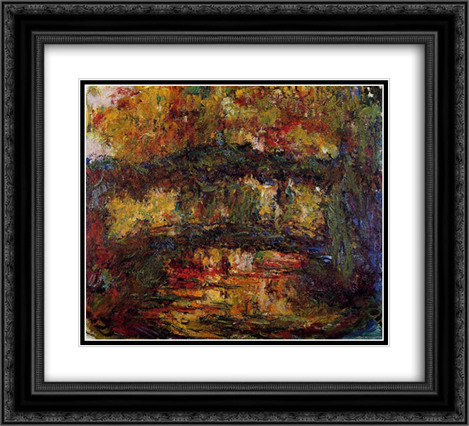 The Japanese Bridge 4 22x20 Black Ornate Wood Framed Art Print Poster with Double Matting by Monet, Claude