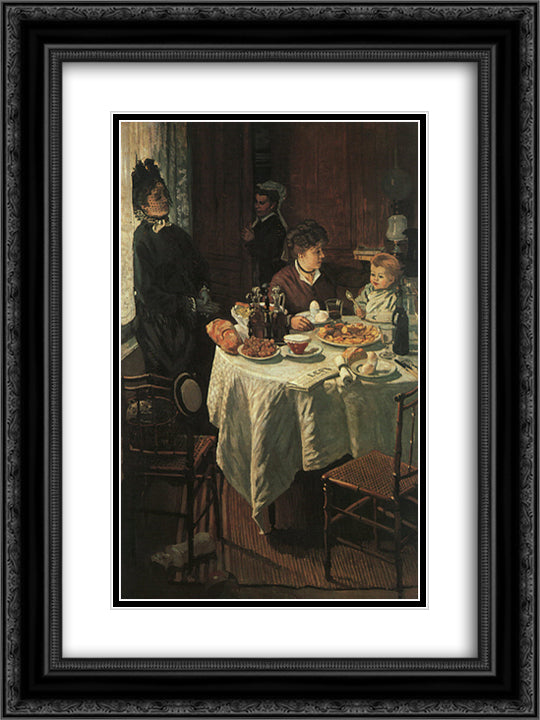 The Luncheon 18x24 Black Ornate Wood Framed Art Print Poster with Double Matting by Monet, Claude