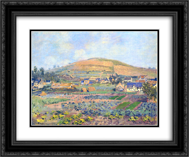 The Mount Riboudet in Rouen at Spring 24x20 Black Ornate Wood Framed Art Print Poster with Double Matting by Monet, Claude