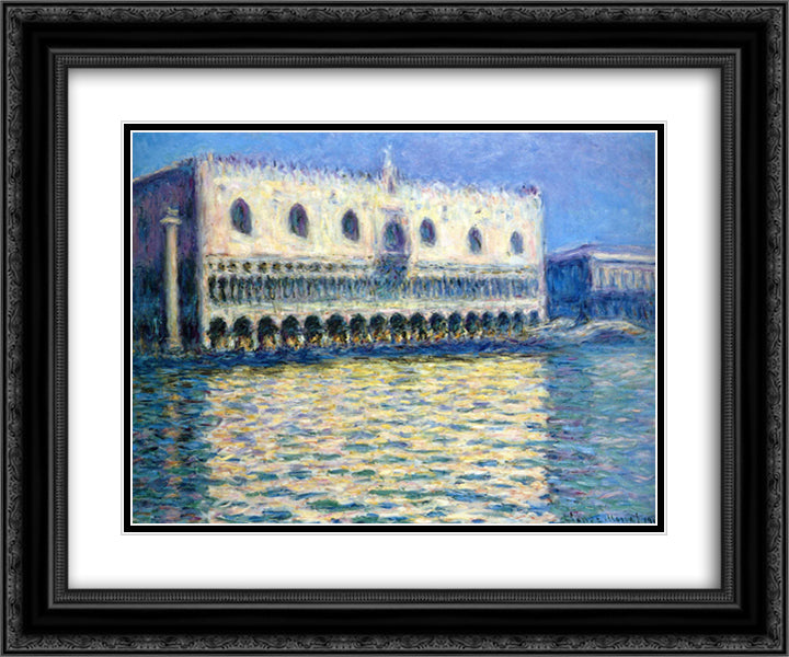 The Palazzo Ducale 24x20 Black Ornate Wood Framed Art Print Poster with Double Matting by Monet, Claude