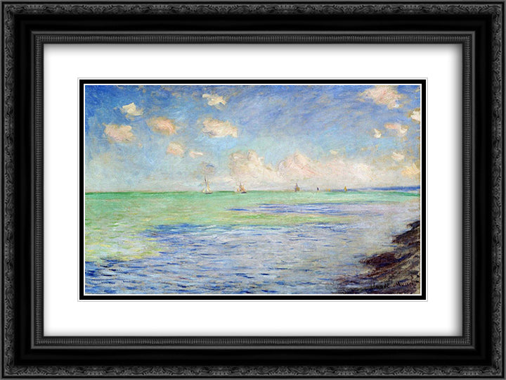The Sea at Pourville 24x18 Black Ornate Wood Framed Art Print Poster with Double Matting by Monet, Claude