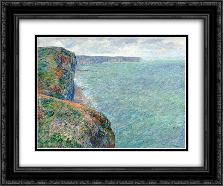 The Sea Seen from the Cliffs of Fecamp 24x20 Black Ornate Wood Framed Art Print Poster with Double Matting by Monet, Claude