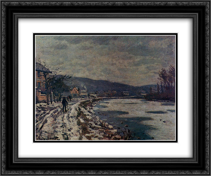 The Seine at Bougival 24x20 Black Ornate Wood Framed Art Print Poster with Double Matting by Monet, Claude