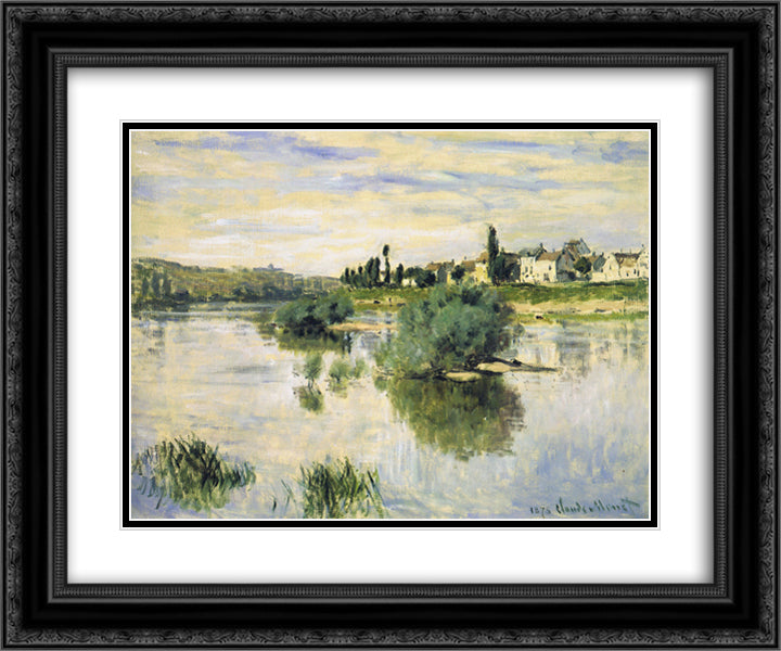 The Seine at Lavacourt 24x20 Black Ornate Wood Framed Art Print Poster with Double Matting by Monet, Claude