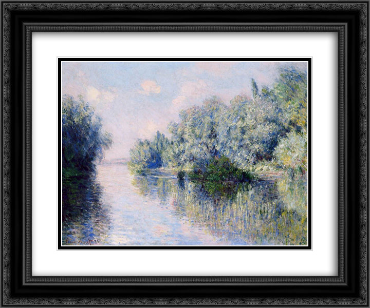 The Seine near Giverny 24x20 Black Ornate Wood Framed Art Print Poster with Double Matting by Monet, Claude