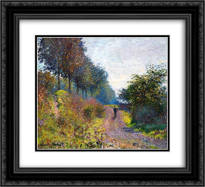 The Sheltered Path 22x20 Black Ornate Wood Framed Art Print Poster with Double Matting by Monet, Claude