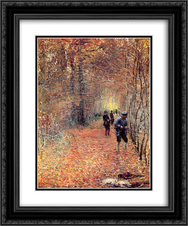 The Shoot 20x24 Black Ornate Wood Framed Art Print Poster with Double Matting by Monet, Claude
