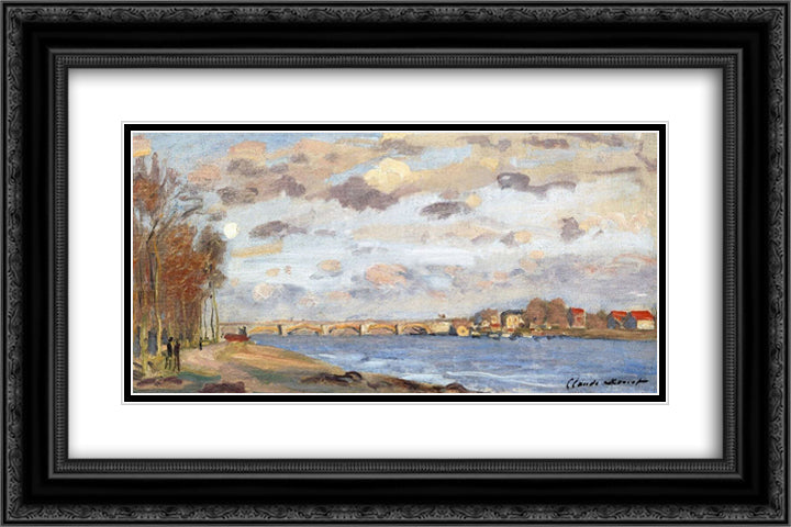 The Siene at Argentuil 24x16 Black Ornate Wood Framed Art Print Poster with Double Matting by Monet, Claude