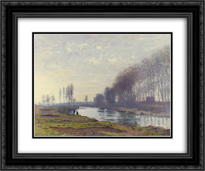 The Small Arm of the Seine at Argenteuil 24x20 Black Ornate Wood Framed Art Print Poster with Double Matting by Monet, Claude