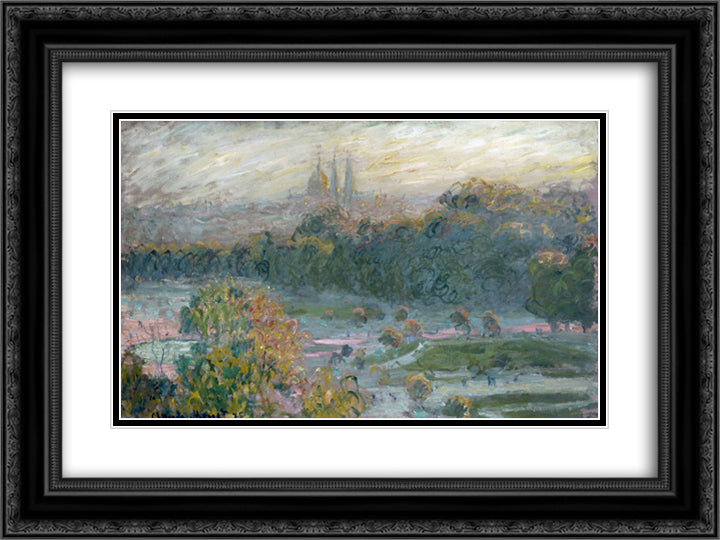 The Tuileries (study) 24x18 Black Ornate Wood Framed Art Print Poster with Double Matting by Monet, Claude