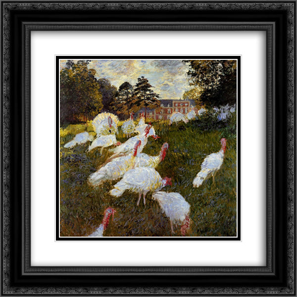 The Turkeys 20x20 Black Ornate Wood Framed Art Print Poster with Double Matting by Monet, Claude