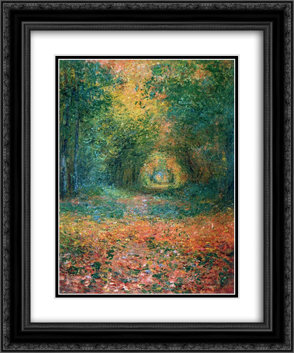 The Undergrowth in the Forest of Saint-Germain 20x24 Black Ornate Wood Framed Art Print Poster with Double Matting by Monet, Claude