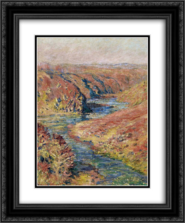 The Valley of Creuse at Fresselines 20x24 Black Ornate Wood Framed Art Print Poster with Double Matting by Monet, Claude