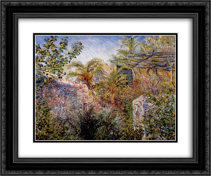 The Valley of Sasso, Bordighera 24x20 Black Ornate Wood Framed Art Print Poster with Double Matting by Monet, Claude