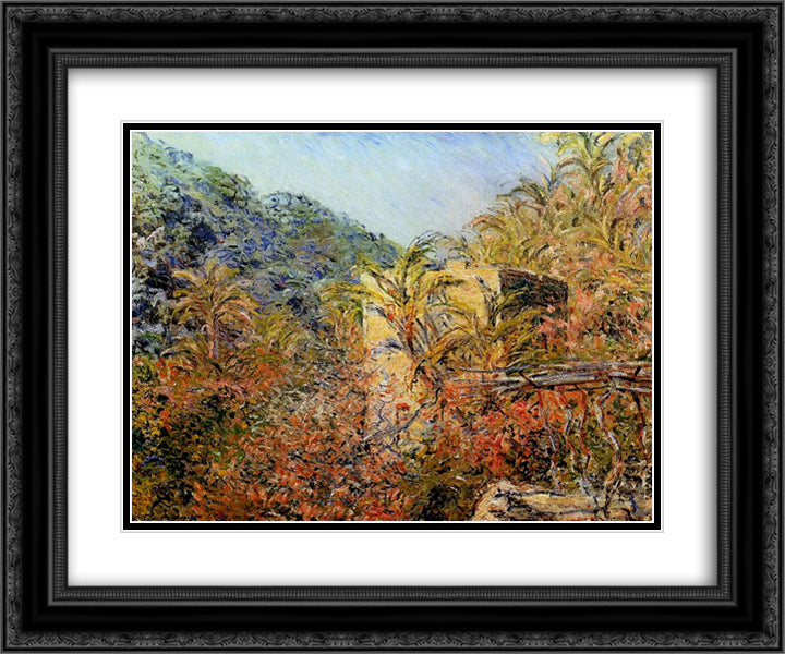 The Valley of Sasso, Sunshine 24x20 Black Ornate Wood Framed Art Print Poster with Double Matting by Monet, Claude