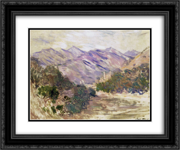 The Valley of the Nervia with Dolceacqua 24x20 Black Ornate Wood Framed Art Print Poster with Double Matting by Monet, Claude