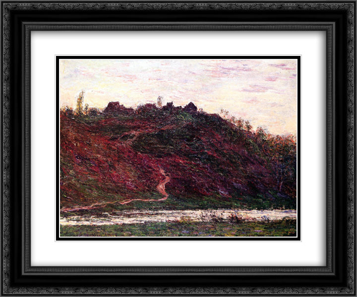 The Village of La Coche-Blond, Evening 24x20 Black Ornate Wood Framed Art Print Poster with Double Matting by Monet, Claude