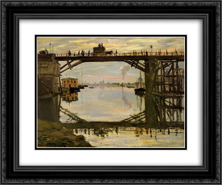 The Wooden Bridge 24x20 Black Ornate Wood Framed Art Print Poster with Double Matting by Monet, Claude