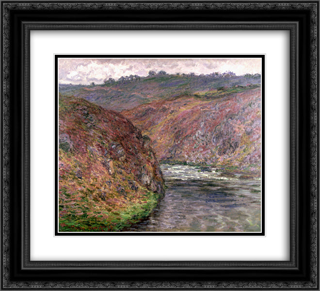 Valley of the Creuse (Grey Day) 22x20 Black Ornate Wood Framed Art Print Poster with Double Matting by Monet, Claude