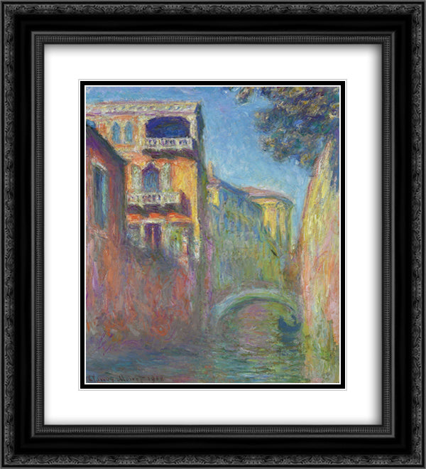 Venice, Rio de Santa Salute 20x22 Black Ornate Wood Framed Art Print Poster with Double Matting by Monet, Claude