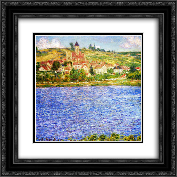 Vetheuil, Afternoon 20x20 Black Ornate Wood Framed Art Print Poster with Double Matting by Monet, Claude