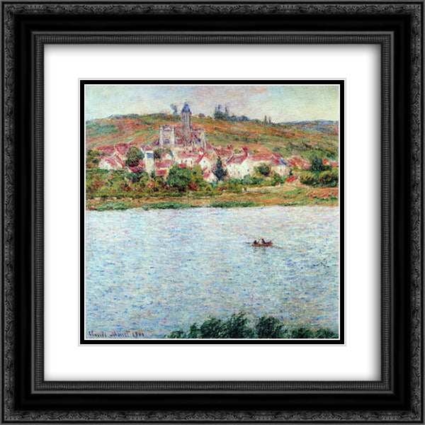 Vetheuil, Morning Effect 20x20 Black Ornate Wood Framed Art Print Poster with Double Matting by Monet, Claude