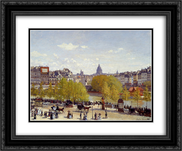 Wharf of Louvre, Paris 24x20 Black Ornate Wood Framed Art Print Poster with Double Matting by Monet, Claude