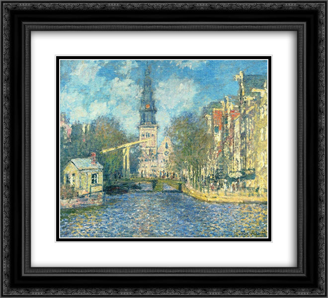Zuiderkerk in Amsterdam 22x20 Black Ornate Wood Framed Art Print Poster with Double Matting by Monet, Claude