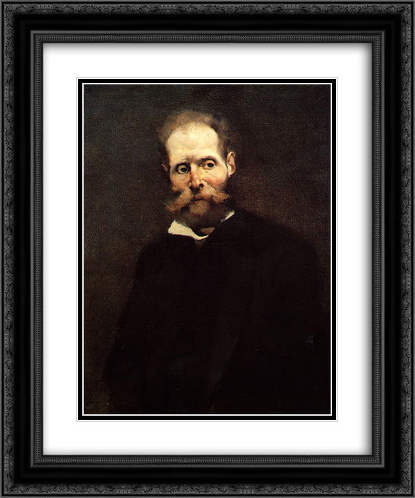 Portrait of Antero de Quintal 20x24 Black Ornate Wood Framed Art Print Poster with Double Matting by Bordalo Pinheiro, Columbano