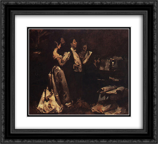 Um Concerto de Amadores 22x20 Black Ornate Wood Framed Art Print Poster with Double Matting by Bordalo Pinheiro, Columbano