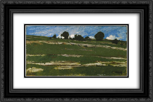 Hillside with Rocky Outcrops 24x16 Black Ornate Wood Framed Art Print Poster with Double Matting by Troyon, Constant