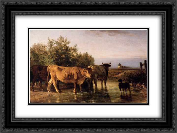The Ford 24x18 Black Ornate Wood Framed Art Print Poster with Double Matting by Troyon, Constant