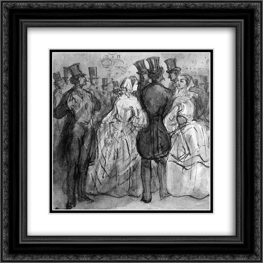 At the Theater (Au foyer du theatre; Ladies and Gentlemen) 20x20 Black Ornate Wood Framed Art Print Poster with Double Matting by Guys, Constantin