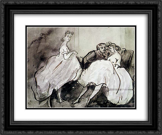 Bazar de la volupte 24x20 Black Ornate Wood Framed Art Print Poster with Double Matting by Guys, Constantin