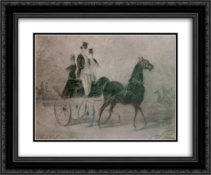Dandies in the Park 24x20 Black Ornate Wood Framed Art Print Poster with Double Matting by Guys, Constantin