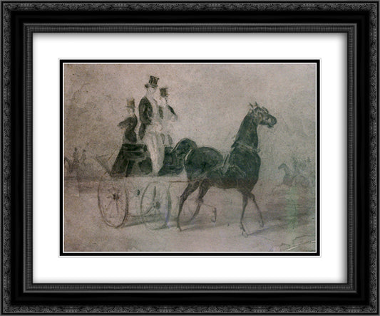 Dandies in the Park 24x20 Black Ornate Wood Framed Art Print Poster with Double Matting by Guys, Constantin