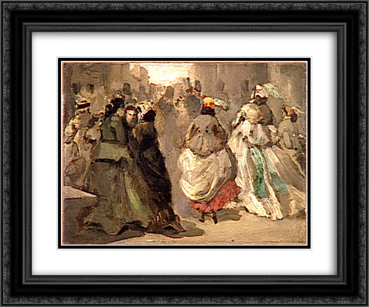 In the Street 24x20 Black Ornate Wood Framed Art Print Poster with Double Matting by Guys, Constantin
