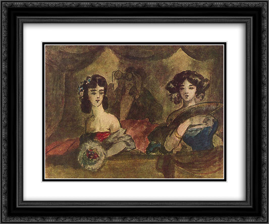 La Loge de l'opera 24x20 Black Ornate Wood Framed Art Print Poster with Double Matting by Guys, Constantin