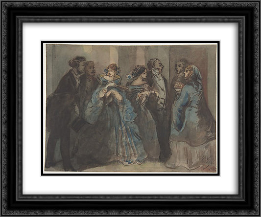 Leaving the Theater 24x20 Black Ornate Wood Framed Art Print Poster with Double Matting by Guys, Constantin