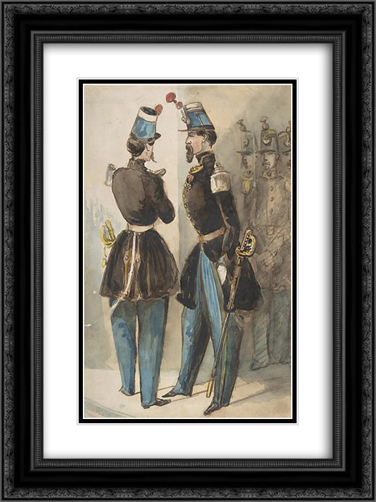 Officers of the Guard 18x24 Black Ornate Wood Framed Art Print Poster with Double Matting by Guys, Constantin